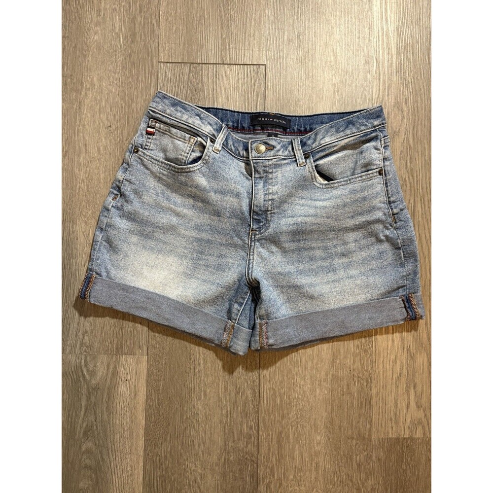 Tommy Hilfiger Denim Shorts Women 10 Blue Cut-Off Cuffed Casual Summer